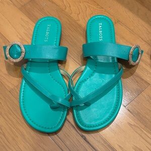 Talbots Turquoise Slide Sandals with Woven Buckle